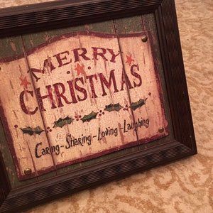Merry Christmas Holiday Plaque Frame / Wall Hanging